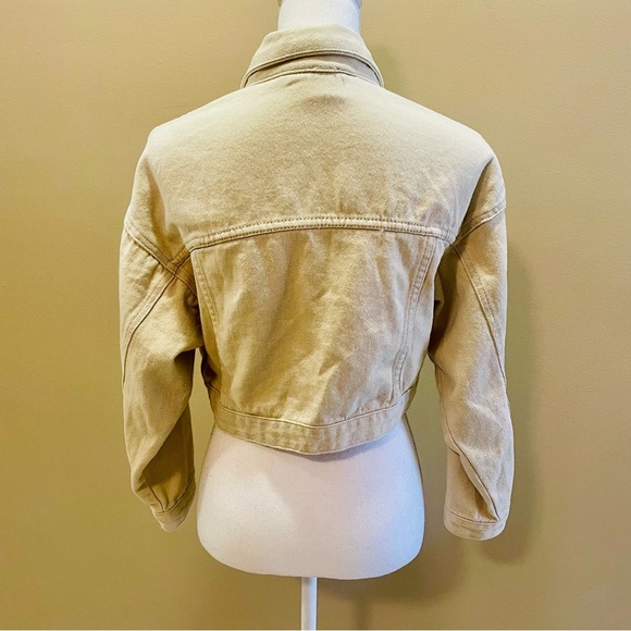 Princess Polly Cream Denim Jacket XS/S X-Small/Small 100% Cotton - Picture 2 of 4